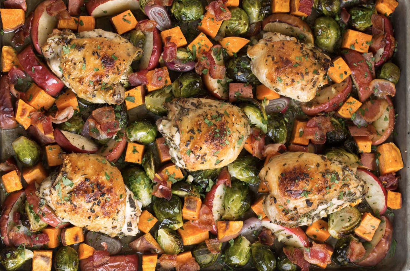 Sheet Pan Herbed Chicken with Potatoes & Butternut Squash - KatieChin